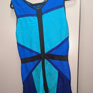 Color blocking fitted dress